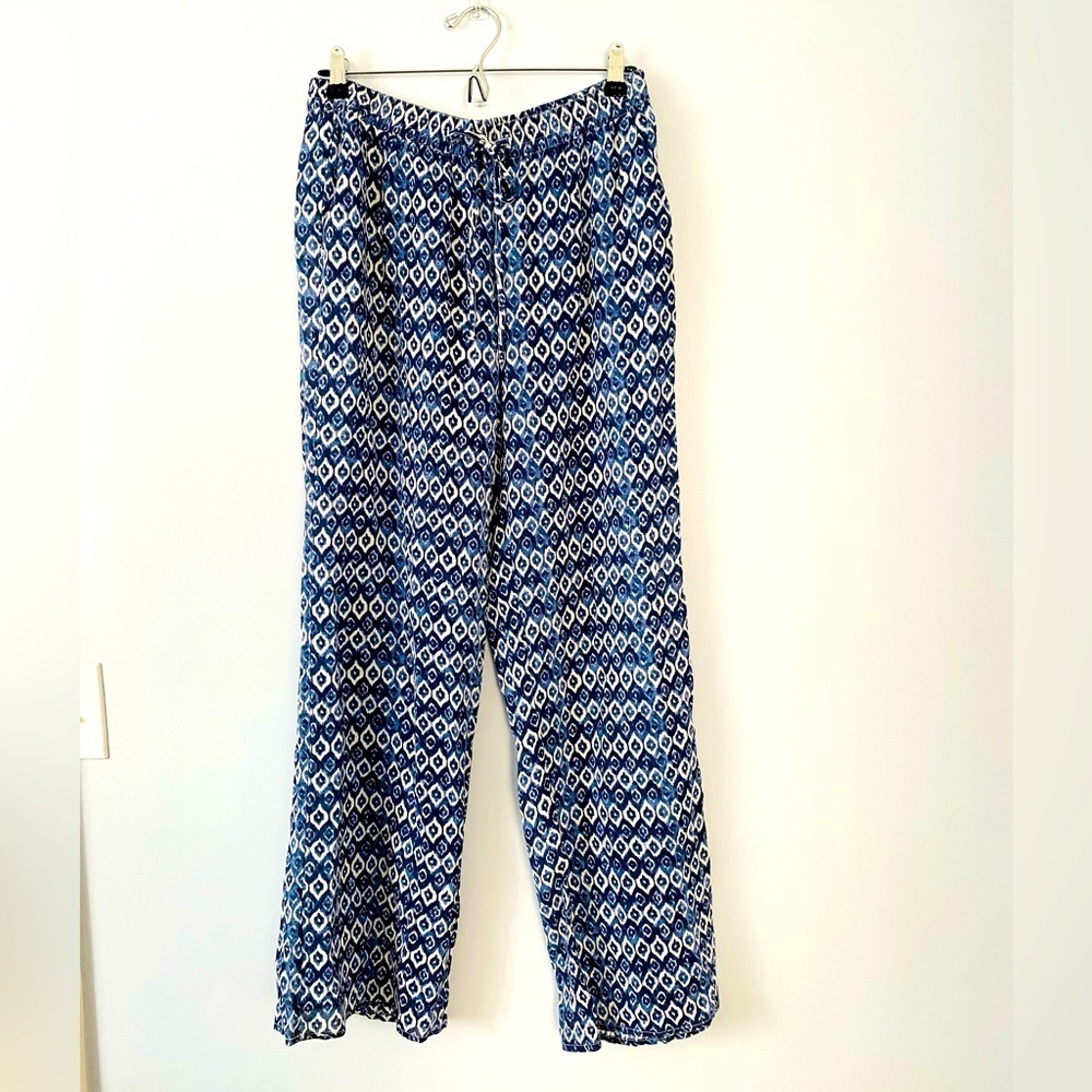 Soft Joie Size Small Relaxed Casual Cotton Women's Pants Blue Geometric Print
